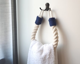 Towel holder - Toilet Paper Holder - Jute Rack - Bathroom decor and accessories - White Holder