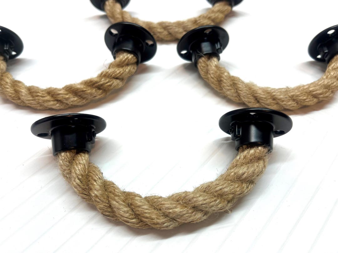 Jute Rope Drawer Pulls, Black Fittings, Rustic Furniture Handles - Etsy