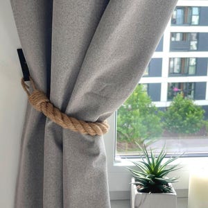 Natural Jute Rope Curtain Tieback – Rustic Boho Curtain Holder