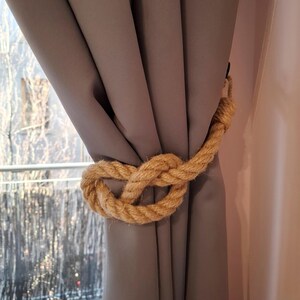 Nautical Jute Rope Curtain Tieback, Handmade Knot Design