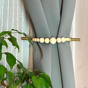 Wooden Bead Curtain Tieback with Wooden Pin ..Elegant and Unique, Handcrafted Home Decor..boho curtain tieback