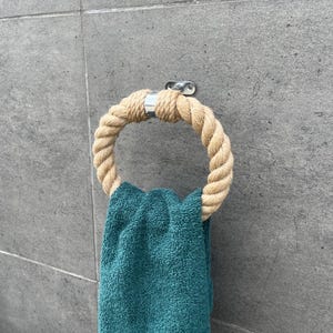 Towel Holder Ring - Jute Rack of bath or kitchen towels - Bathroom decor and accessories