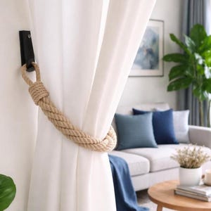 Elegant katoenen gordijnkoord met striksluiting - decor beige katoen crème