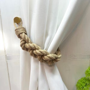 Chunky Jute Rope Curtain Tie Back: Nautical Decor