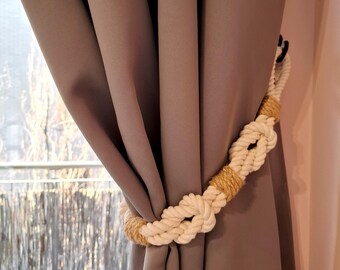 4 Attaches Rideaux Bohème En Corde De Chanvre - 22,5x2,5 Cm - Sans Perçage, Réglables - Décoration Macramé Pour Maison Et Bureau