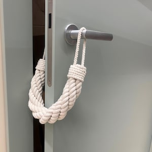White Rope Door Stopper – Handmade Nautical Knot, Modern Coastal Decor