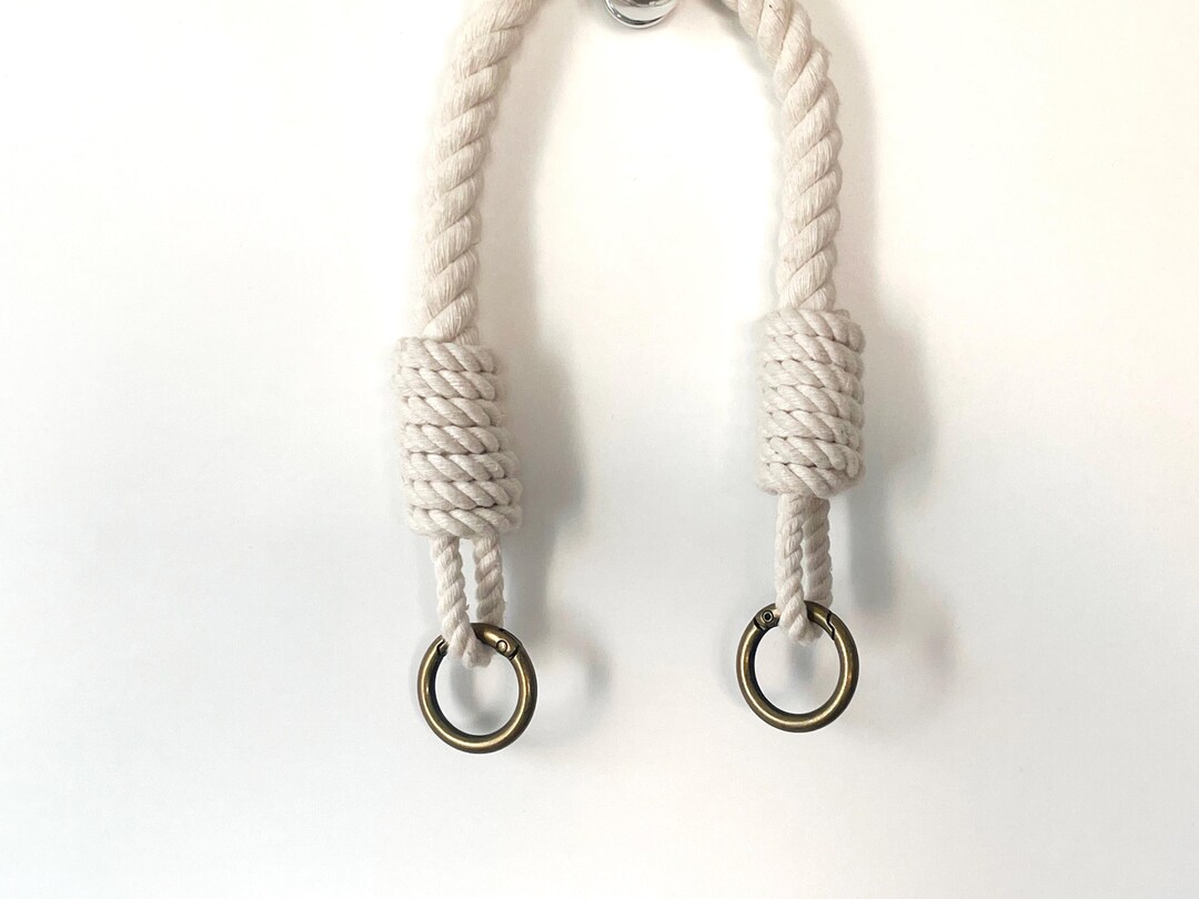 White Cotton Rope Bag Handles With Metal Rings: Custom Length DIY Purse ...