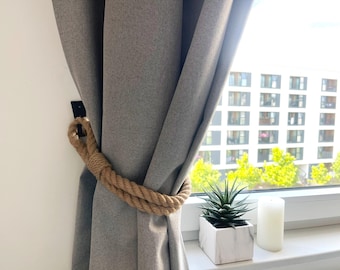 Natural Jute Rope Curtain Tieback – Rustic Farmhouse Boho Holder