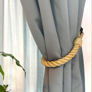 Chunky Jute Rope Curtain Tieback .. Rustic Natural Design, 1.1&quot; Thick..Decor for curtains..modern interior..curtain accessory