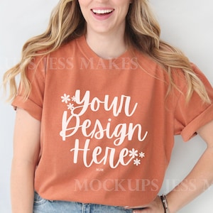Minimalist Yam Comfort Colors 1717 Mockup, Yam Model Mockup with White Background, Gildan Mockup, Comfort Colors Mock, Print on Demand Mock