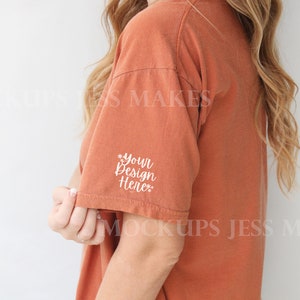 Sleeve Detail Yam Comfort Colors 1717 Mockup, 1717 T-Shirt Mock, Comfort Colors Model Mockup, Yam 1717 Tee Shirt, Faceless Lifestyle Mockup