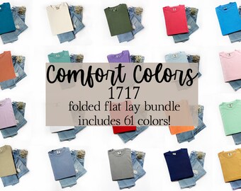 Comfort Colors 1717 JPG Mockup Bundle, Minimalist Mockup Images, Folded Flat Lay Mockup Bundle, Printify Colors Bundle, Trendy Floral Mockup