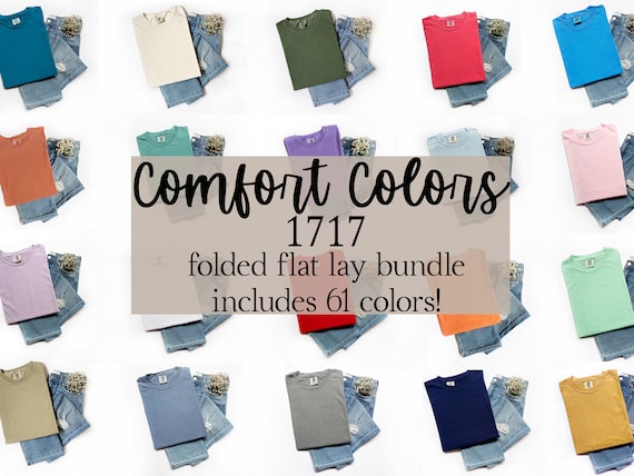 Comfort Colors 1717 JPG Mockup Bundle, Minimalist Mockup Images, Folded Flat Lay Mockup Bundle, Printify Colors Bundle, Trendy Floral Mockup