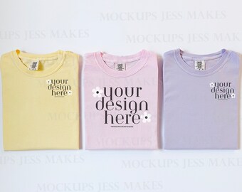 Couple Mockup Comfort Colors C1717 Springtime Mockup Blossom Orchid Butter Mockup C1717 Family Shirt Mockup C1717 Mockup Set of Three Mockup