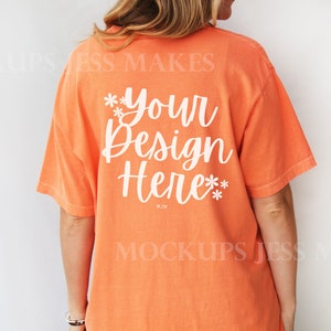 Melon Back of Shirt Comfort Colors 1717 Mockup, 1717 T-Shirt Mockup, Comfort Colors Model Mockup, Melon 1717 Tee, Comfort Colors Melon Back
