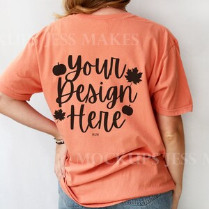 Terracotta Back of Shirt Comfort Colors 1717 Mockup, 1717 T-Shirt Mockup, Comfort Colors Model Mockup, Terracotta Fall Halloween Seasonal