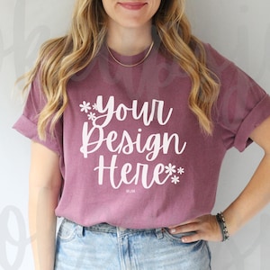 Berry Comfort Colors 1717 Mockup, 1717 T-Shirt Mock, Comfort Colors Model Mockup, Berry 1717 Tee, Comfort Colors Berry Mockup, Short Sleeve