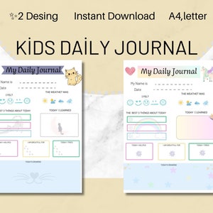 Kids Daily Journal Printable Kids Journal DIY Animal Pages - Etsy