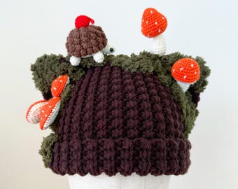 Handmade Crochet Mushroom Hat for Kids | Cottagecore Beanie