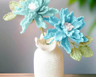 Crochet Pink Peony Vase: Yarn Flower Home Decor