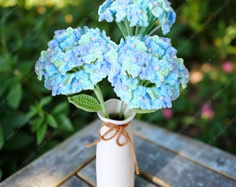 Handmade Crochet Hydrangea Stems | Blue Yarn Bouquet