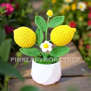 Handmade Crochet Lemon Tree | Cotton Yarn Decor