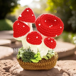 Handmade Finished Crochet Mushroom Pot | Mushroom Decor | Crochet Pot | Decorative Plants | Crochet Flowers | Home Decor