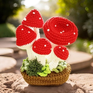 Handmade Finished Crochet Mushroom Pot | Mushroom Decor | Crochet Pot | Decorative Plants | Crochet Flowers | Home Decor