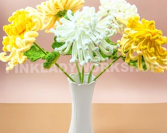 Ramo de crisantemos de crochet hecho a mano / Decoración floral duradera