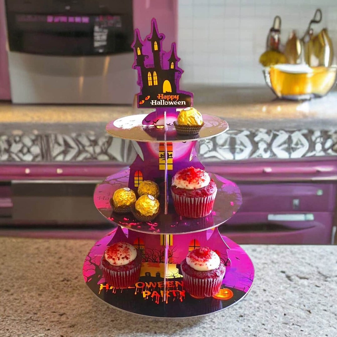 Halloween Cupcake Stand 3 Tier Halloween Party Decorations Etsy