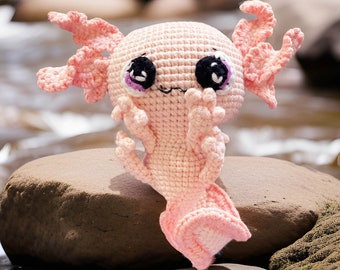 Handmade Finished Crochet Pink Axolotl | Salamander | Cute Crochet Toy | Mini Axolotl Plush | Axolotl Stuffed Animal | Finished Crochet Toy