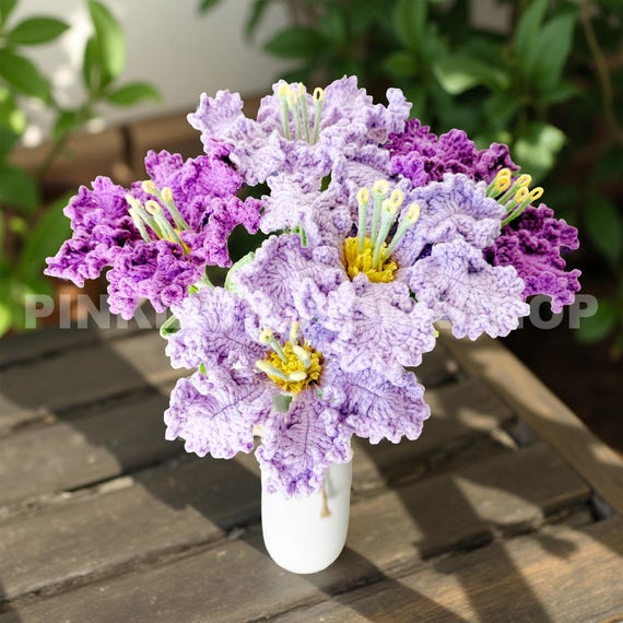 Crochet Crepe Myrtle Flower Bouquet | Handmade Floral Decor
