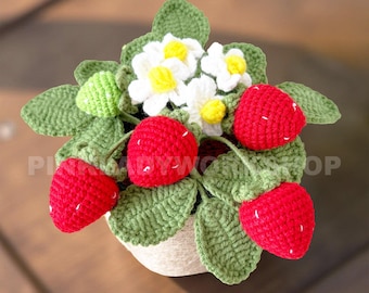 Handmade Crochet Strawberry Pot: Amigurumi Fruit Plush