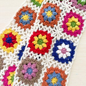 Handmade Crochet Granny Square Scarf: Colorful Winter Fashion image 6