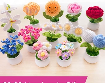 All 9.99 Handmade Crochet Flowers | Forget me not | Rose | Sunflower | Poppy | Tulip | Strawberry | Daisy | Lily | Puff | 10 dollars Gifts