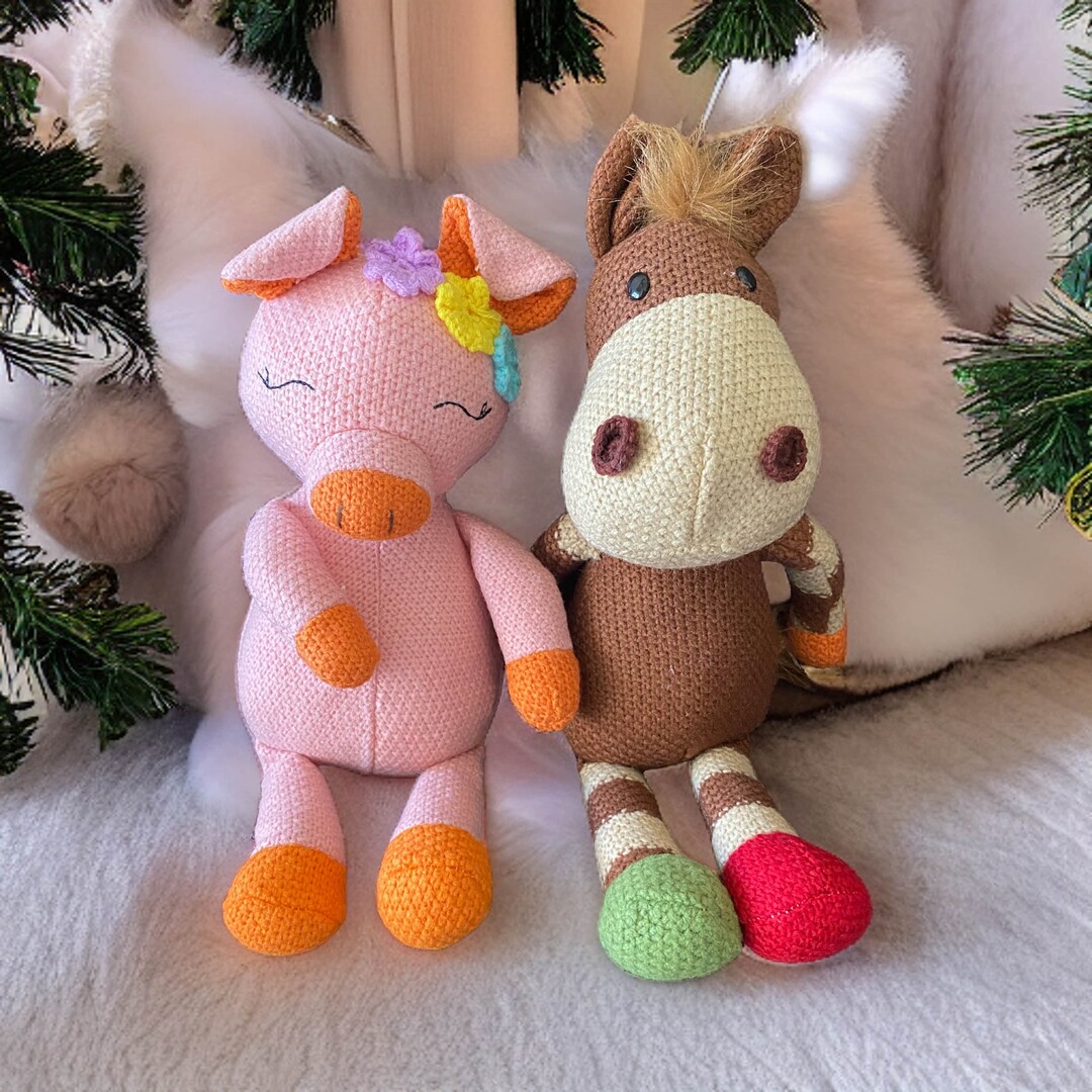 Crochet Textured Pig/moose Plushie Christmas Gift Pig/moose Stuffed