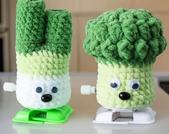 Handmade Finished Crochet Vegetable Toys | Mini Leek Plush | Mini Broccoli Plush | Handmade Crochet Toy | Mechanical Toys | Interactive Toys