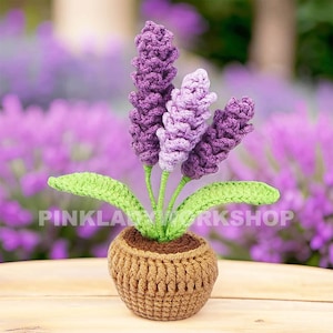 Maceta de lavanda tejida a crochet: decoración hecha a mano con hilo