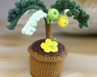 Handmade häkeln Palme | Kokospalme | Kokosnussbaum Dekor | Baum Häkeltopf | Dekorative Pflanzen | Kokosnuss gehäkelt