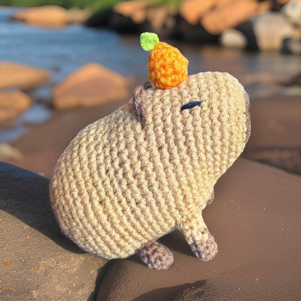 Handmade Crochet Orange Capybara | Cute Crochet Toy | Mini Capybara Plush | Capybara Stuffed Animal | Finished Crochet Toy