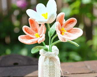 Handmade Crochet Tulip Bouquet | Yarn Flower Arrangement