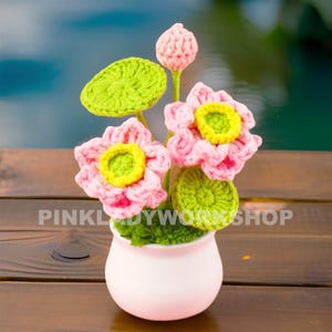 Handmade Crochet Lotus Flower Pot: Zen Home Decor