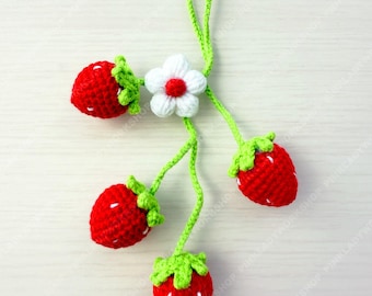 Handmade Crochet Strawberry Keychain | Bag Charm | Car Decor