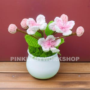 Crochet Sakura Flower Pot: Handmade Japanese Floral Decor image 6