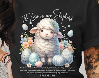 The Lord is my Shepherd Bible Verse, Easter Sheep Sublimation, Psalm 23 1 Scripture, Cute Lamb, Digital Download PNG