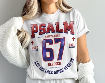 Psalm 67 Christian PNG, Let His Face Shine Upon Us, Bible Verse Design, Minimalist Faith Shirt Graphic, Scripture 67 (Digital Download)