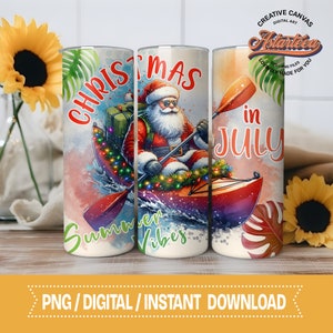 Boże Narodzenie w lipcu 20 oz Skinny Tumbler Wrap do sublimacji | Plik PNG, pobieranie cyfrowe