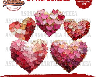 5 Bundle Valentine Day Heart Brushstroke PNG, Valentine Day Gift PNG, Brush Stroke PNG, Coquette Valentine Trendy Vday, Love Valentine Shirt