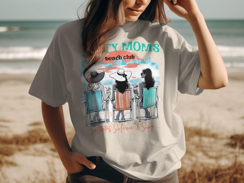 Beach Club T-Shirt, Trendy Moms Graphic Tee, Summer Style, Casual Women's Fashion Shirt