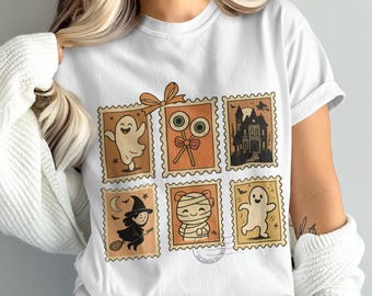 Girly Halloween Retro Stamps Png, Cute Ghost Png, Fall Png, Witch Spooky Mama Png, Spooky Season, Pumpkin Halloween, Digital Download Png